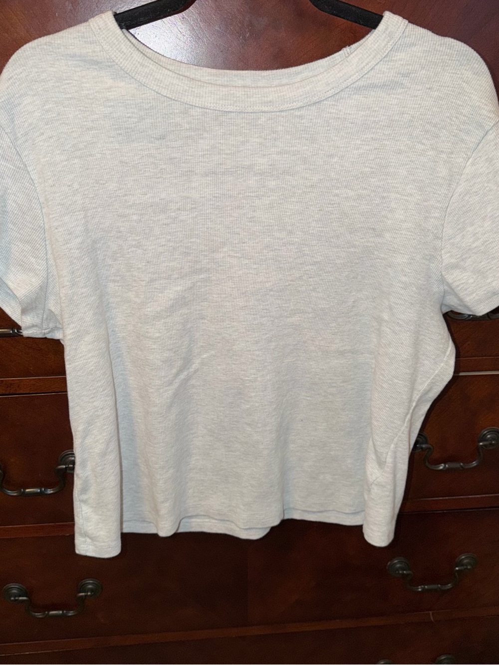 Old Navy White Ribbed Snug Tee -Grey